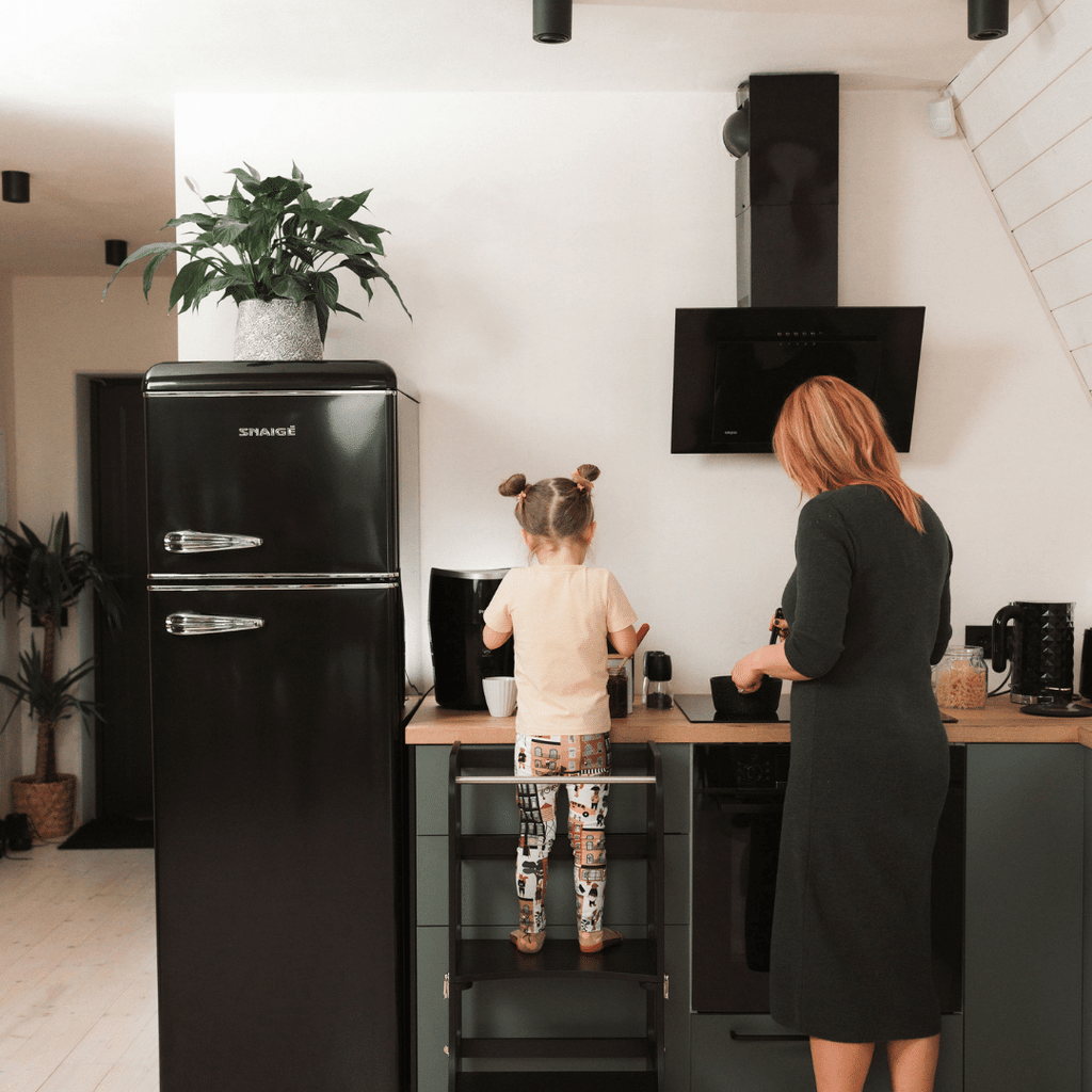 STEP'n'SIT® Convertible 2-in-1 Helper Tower/Table With Support Legs - Black