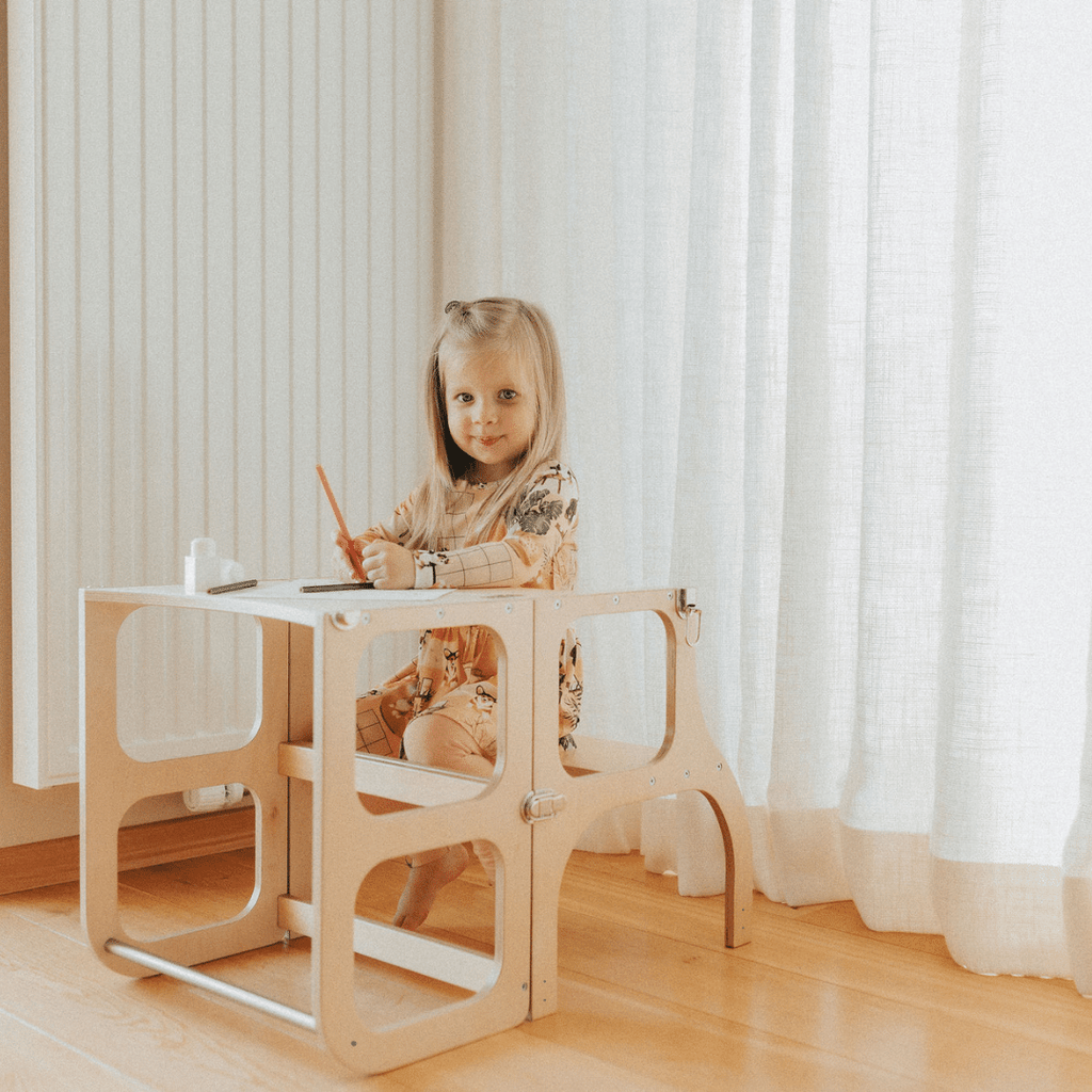 STEP'n'SIT® Convertible 2-in-1 Helper Tower/Table - Natural wood